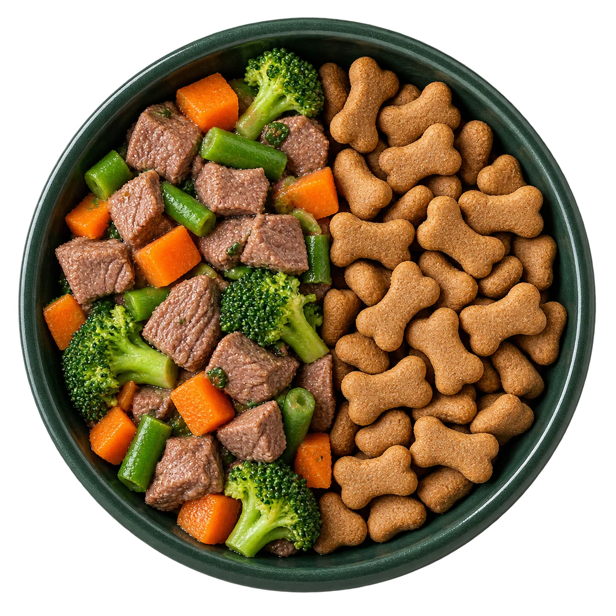 Tigela com comida natural e ração